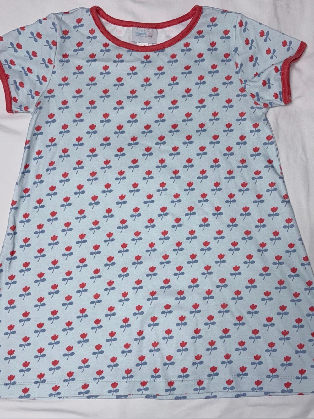 James and Lottie light blue floral tee shirt dress sz 8 NWOT